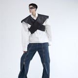 新款个性pu马甲潮流外搭男魔术贴暗黑风坎肩上衣A452--6304-1-P65，男装背心/马甲，电商A452
