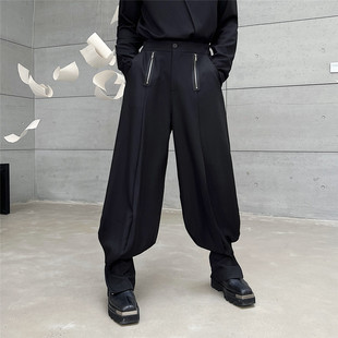 拉链装 长裤 饰休闲时髦拖地裤 A452 P95 新款 6312 暗黑风阔腿灯笼裤