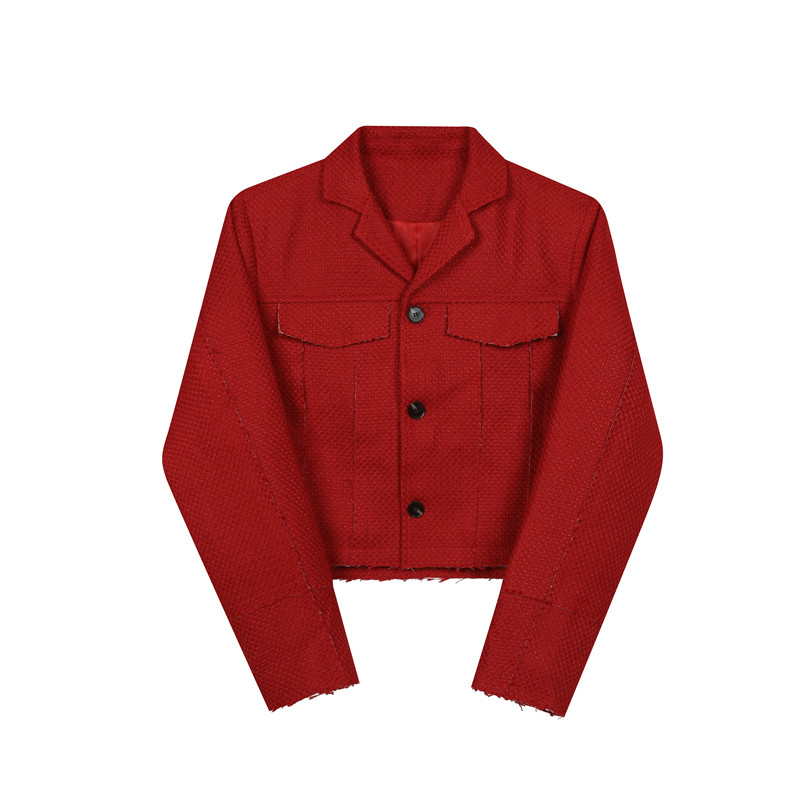 新款编织粗呢小香风短款外套个性中古风西服上衣A452--6396--P135,男装西服,电商A452
