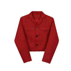 新款编织粗呢小香风短款外套个性中古风西服上衣A452--6396--P135图片