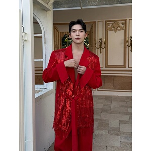 新款奢华流苏亮片摇曳生姿舞台装高级感西服外套A452--6551--P225图片