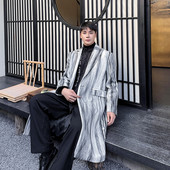 冬新中式 P175 H131 水墨意境长款 毛呢大衣国潮禅意复古风外套A452