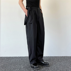 新款个性休闲宽松长裤美式高街工装阔腿背带长裤A452--6346--P85图片