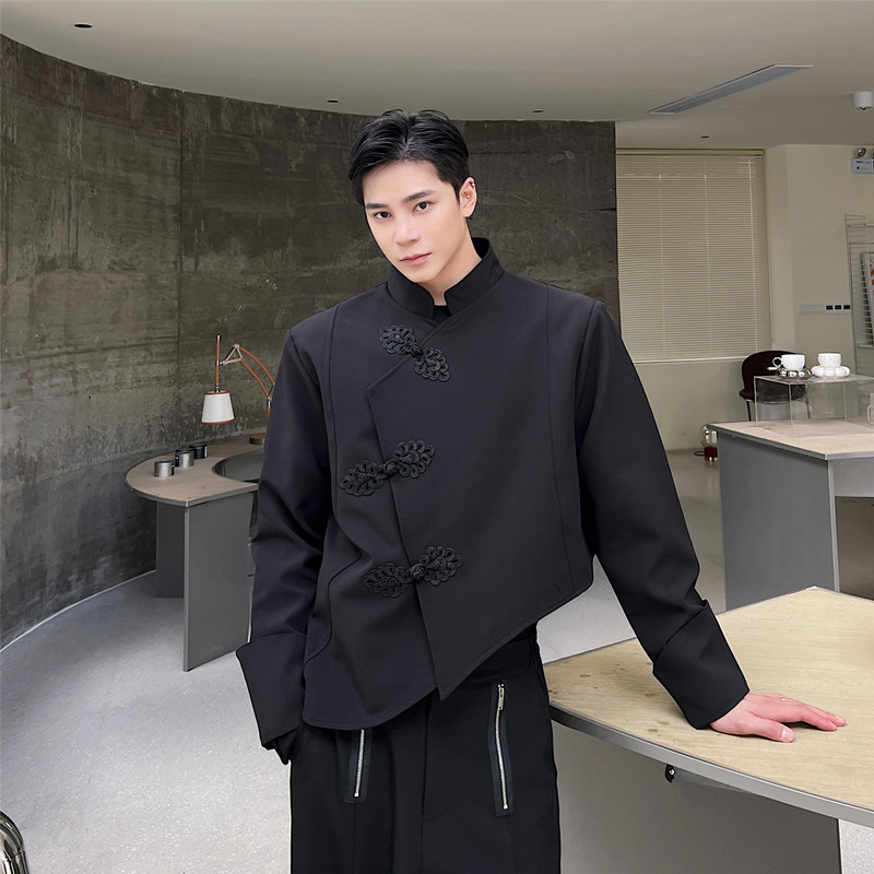 新款风盘扣短款小西服个性潮流中式西装外套A452--6313--P135,男装西服套装,电商A452