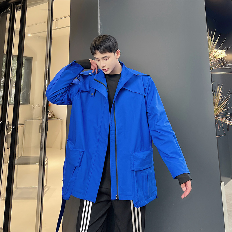 新款帅气英伦口袋装饰风衣外套休闲百搭系带上衣A452--6286--P135,男装风衣,电商A452