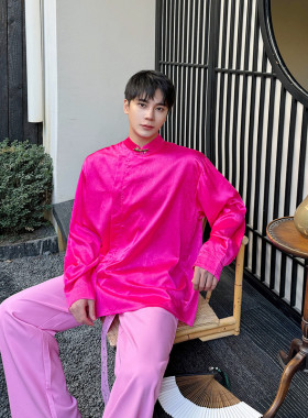 新款改良版中式立领长袖衬衫中国风休闲上衣A452--6478--P95