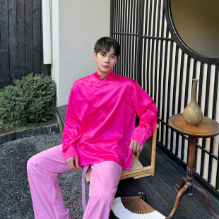 立领长袖 中式 衬衫 中国风休闲上衣A452 P95 新款 6478 改良版