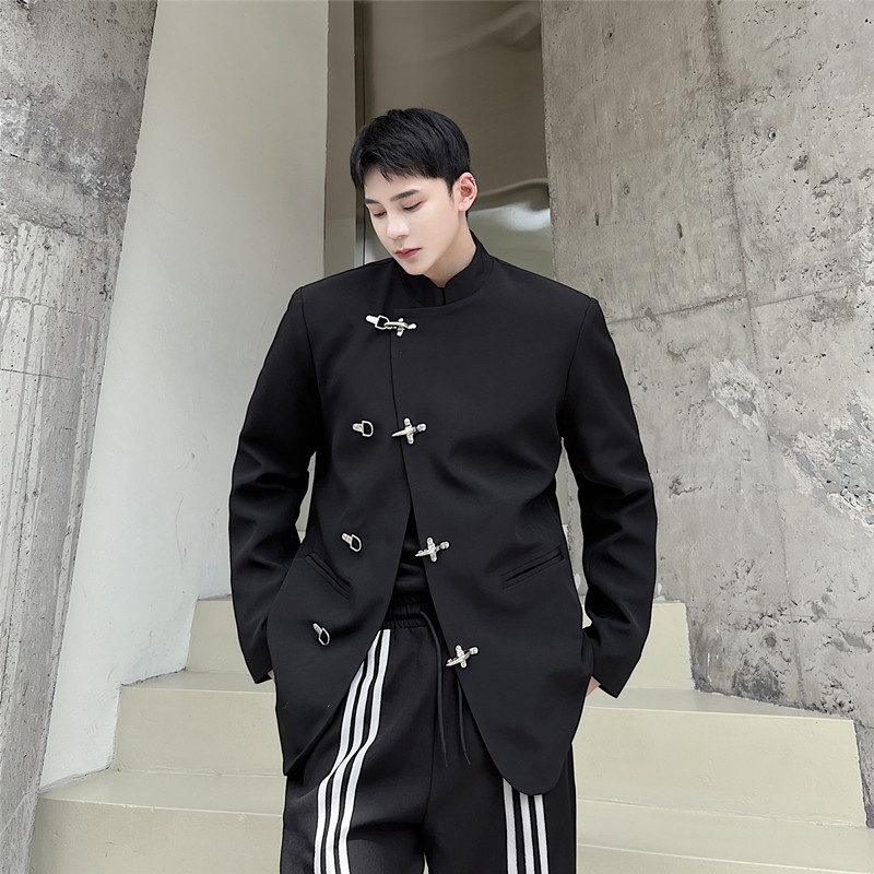 个性飞机扣立领小西服风中山装休闲暗黑外套A452--6269--P125,男装西服,电商A452