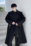 暗黑风绑带设计机能中长款风衣重工艺廓形过膝外套A452-688-P155，男装风衣，电商A452