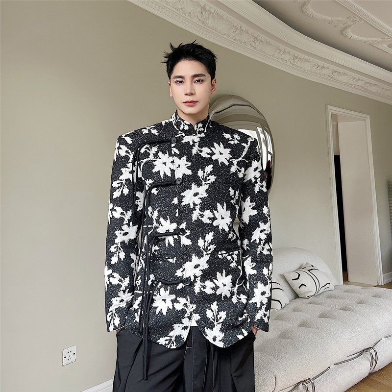 冬装新款新中式立领印花修身西服外套A452--6326--P145,男装西服套装,电商A452