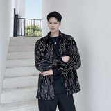 特制花纹亮片长袖衬衫时尚夜店风舞台装造型师上衣A452--H31--P85，男装衬衫，电商A452