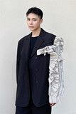 小众设计不对称花边长袖西服时尚个性休闲外套A452--6172--P135，男装西服，电商A452