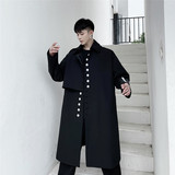 新款暗黑风中长款廓形工装风衣扣子装饰个性大衣A452--690--P145，男装风衣，电商A452