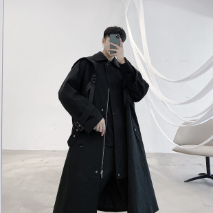 688 风衣外套潮流百搭大衣外套452 P155 暗黑风廓形中长款 新款
