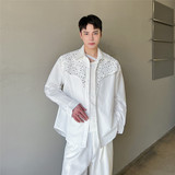 新款个性亮片长袖衬衫时髦夜店风造型师舞台装潮A452--6241--P85，男装衬衫，电商A452