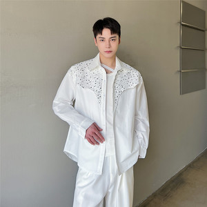 新款个性亮片长袖衬衫时髦夜店风造型师舞台装潮A452--6241--P85图片