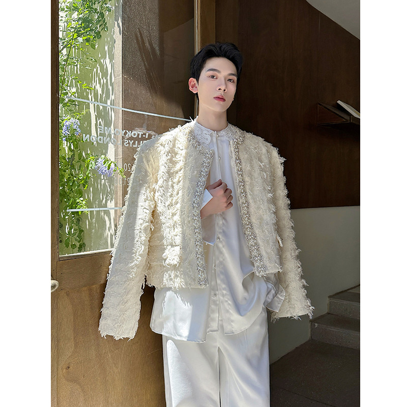 新定制款重工珠花短款西服外套立体拉花西装上衣A452--H210--P245,男装西服套装,电商A452