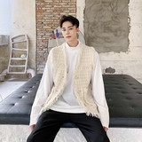 秋新款小香风亮丝流苏马甲男时时尚韩版开衫背心A452--MY17--P95，男装背心/马甲，电商A452