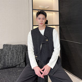 秋新款个性牛仔休闲马甲不对称设计时髦坎肩上衣A452--6334--P85，男装背心/马甲，电商A452