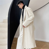 新款小香风亮丝毛呢风衣时髦不规则中长款大衣潮A452--6183--P155，男装风衣，电商A452