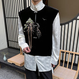 新款丝绒刺绣山水流苏马甲外罩新中式百搭坎肩潮A452--6451--P105，男装背心/马甲，电商A452