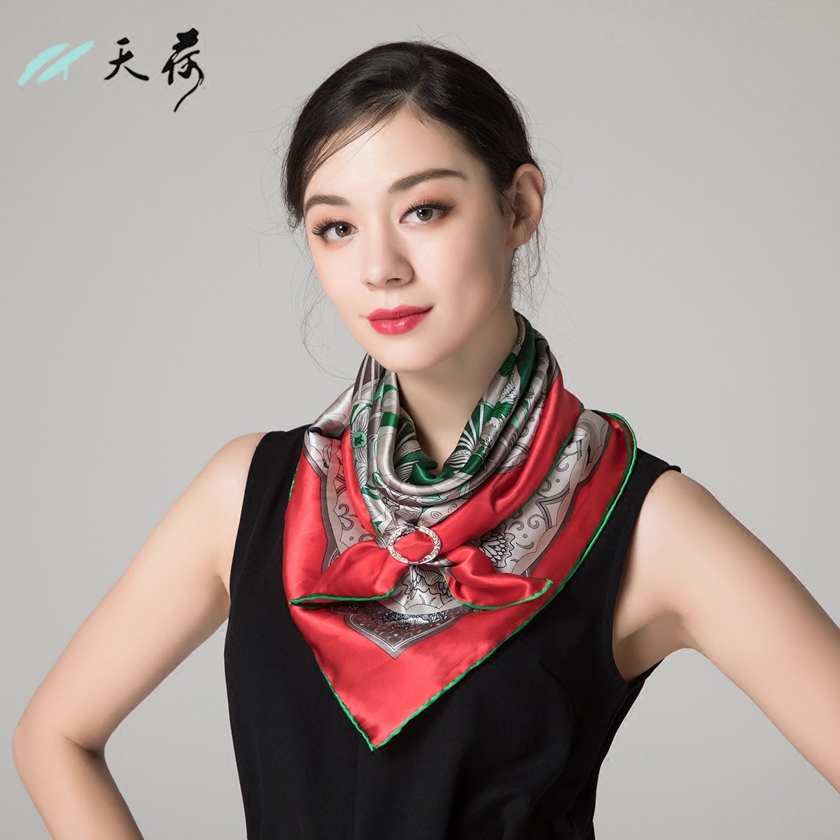 天荷丝巾真丝大方巾女100%桑蚕丝夏秋冬重磅缎面披肩丝绸围巾礼品