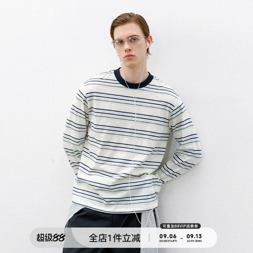 714street轻薄条纹长袖T恤