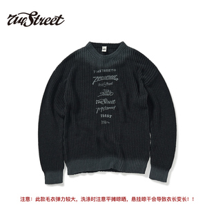 针织衫 714street渐变字母印花宽松毛衣男2024秋冬新款 垂坠感女款
