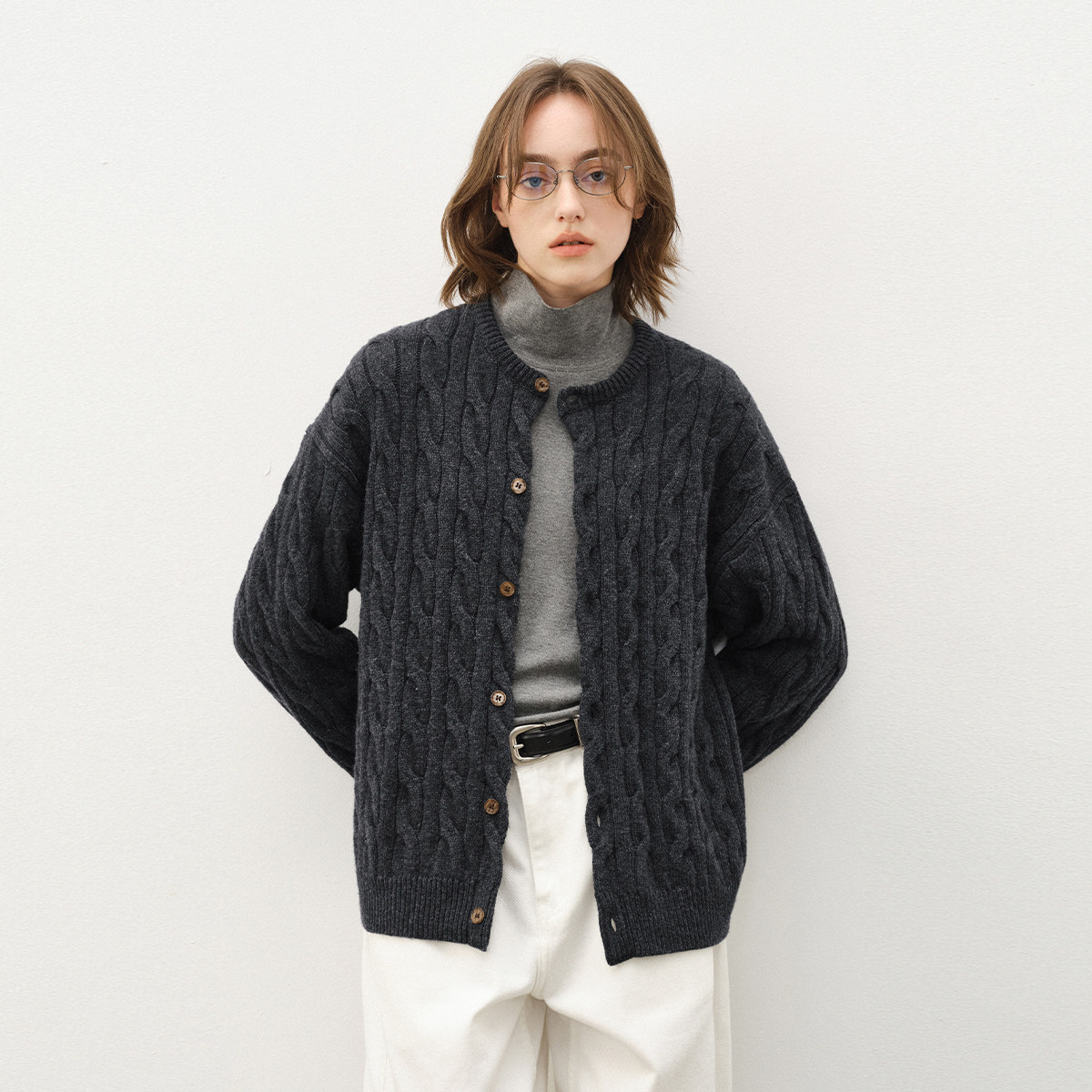 714street羊毛羊绒混纺毛衣开衫外套男2025秋冬老钱风情侣针织衫