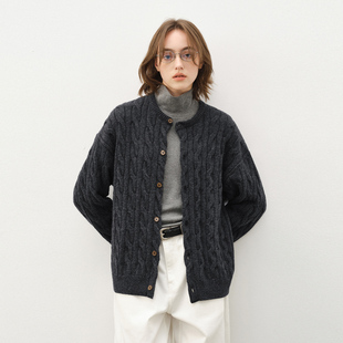 714street羊毛羊绒混纺毛衣开衫 外套男2025秋冬老钱风情侣针织衫