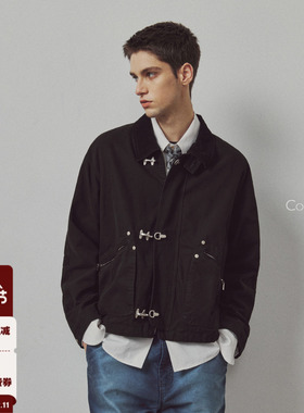 714street高端线BEHALF 灯芯绒拼接飞机扣千鸟格里布防风领短夹克