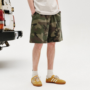 复古重磅纯棉卫裤 714street美迷彩水洗做旧短裤 式 新款 男2025夏季