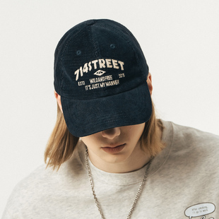 714street夏季 棒球帽灯芯绒六片帽刺绣logo帽子 新款
