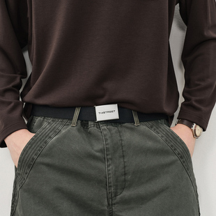 714street美式 重磅珠地帆布腰带 复古定制logo金属头工装