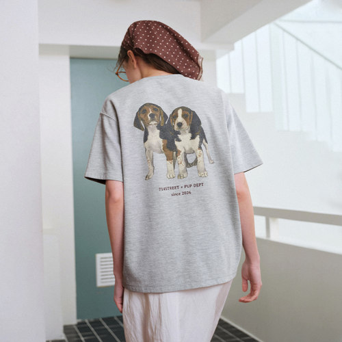 714street比格犬印花华夫格短袖