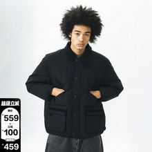 714street日系多口袋工装羽绒服男冬季潮牌加绒加厚保暖棉衣外套