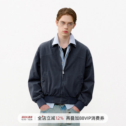 714street美式复古MA1飞行夹克男款2026春季水洗收腰廓形短款外套