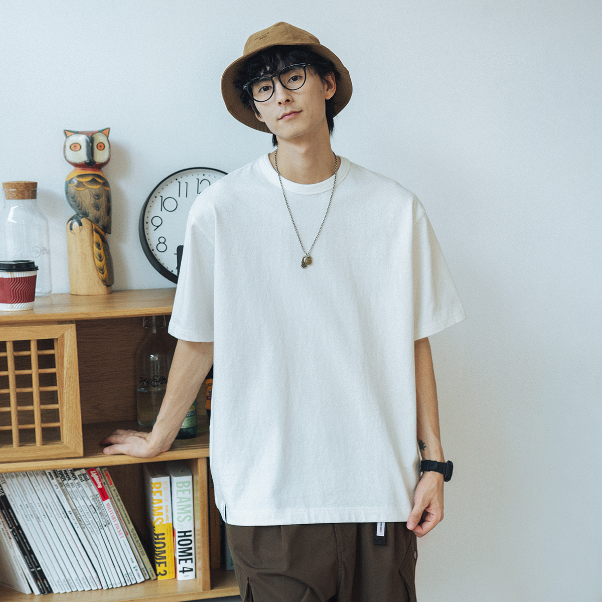 重磅t恤宽松短袖纯白色情侣打底