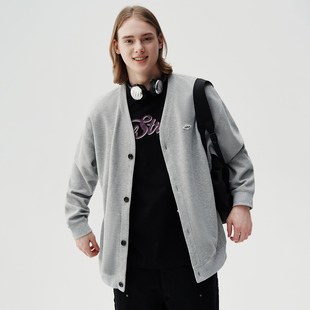 休闲夹克 情侣装 714street潮牌菠萝纹V领开衫 外套男女2024春秋新款