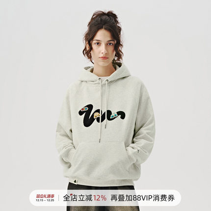 714street美式魔术贴连帽卫衣男2024秋季新款宽松长袖T恤情侣上衣