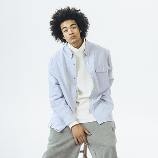 日系条纹宽松情侣装 2023秋新款 衬衣休闲外套 男长袖 714street衬衫