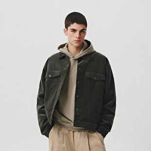 宽松灯芯绒秋冬厚外套 翻领夹克男2024新款 714street美式 复古短款