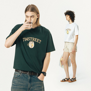 情侣体恤 印花打底衫 714street潮牌日系休闲短袖 T恤男女2024新款