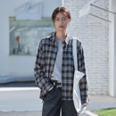 714street复古拉毛绒感格子衬衫 简约衬衣外套 男2025秋冬情侣长袖