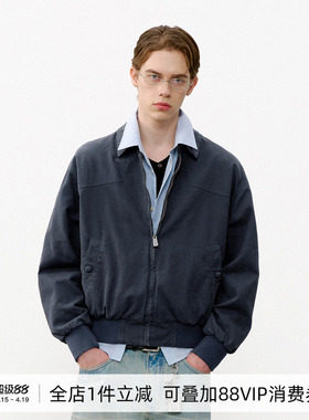 714street美式复古MA1飞行夹克男款2026春季水洗收腰廓形短款外套