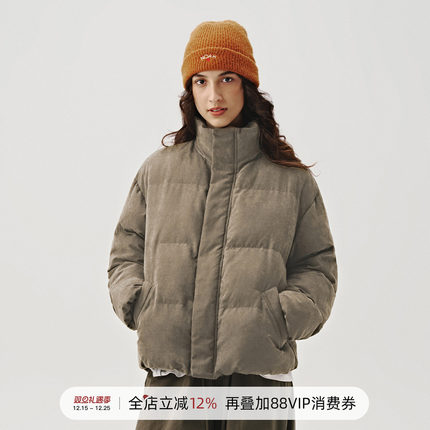 714street冬新款桃皮绒短款棉服男2024情侣装面包服宽松棉衣外套