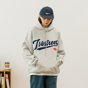 714street复古连帽刺绣卫衣男秋季 加厚外套 上衣ins潮牌日系情侣装