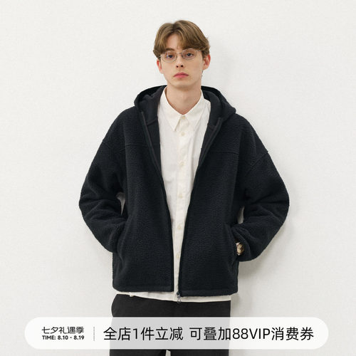 714street羊羔绒基础连帽夹克