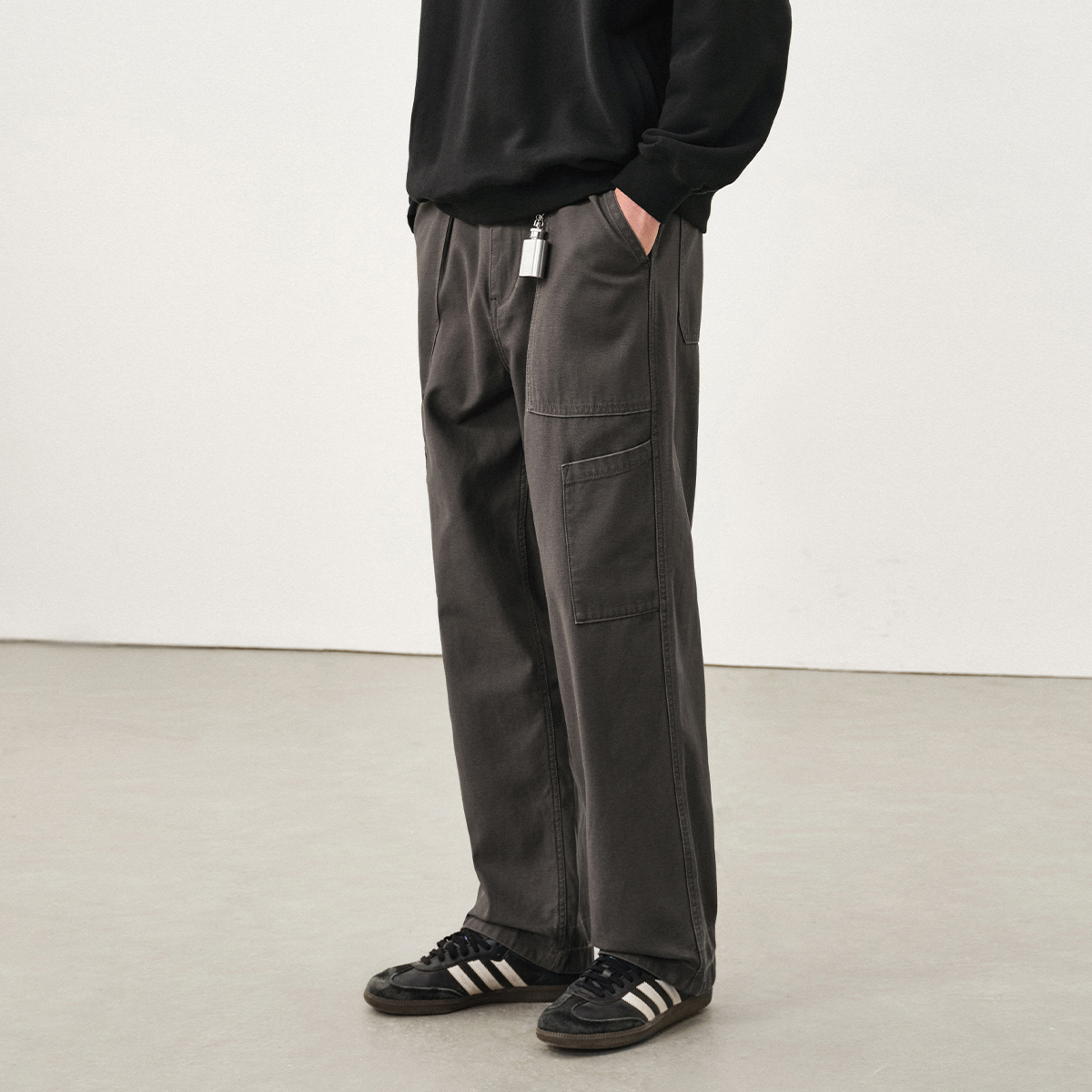 714street水洗贡缎工装长裤