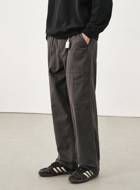 714street水洗做旧工装裤男2025秋季垂坠感直筒裤子美式休闲长裤